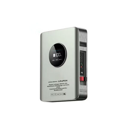 গুণ ৫১.২V ১০০Ah ওয়াল মাউন্ট LiFePO4 ব্যাটারি ৫.১২kWh সোলার স্টোরেজ এলসিডি ডিসপ্লে সহ স্মার্ট BMS RS485 CAN IP55 রেটযুক্ত পাইকারি এবং প্রাইভেট লেবেল সমাধান কারখানা