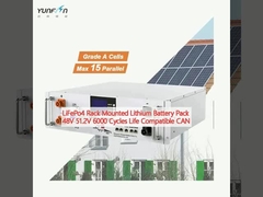 LiFePo4 র্যাক মাউন্ট লিথিয়াম ব্যাটারি প্যাক 48V 51.2V 6000 চক্র জীবন সামঞ্জস্যপূর্ণ CAN