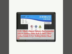 12.8V 108ah লাইফপো4 ব্যাটারি পুনরায় চার্জযোগ্য লিথিয়াম ব্যাটারি বিল্ট ইন বিএমএস গভীর চক্র গ্রেড এ জন্য ট্রলিং মোটর নৌকা আরভি